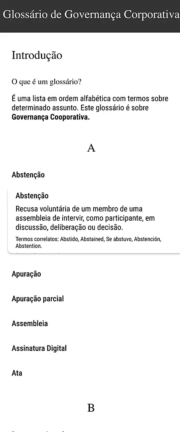 Protótipo do Glossário de Governança Corporativa da Atlas Governance